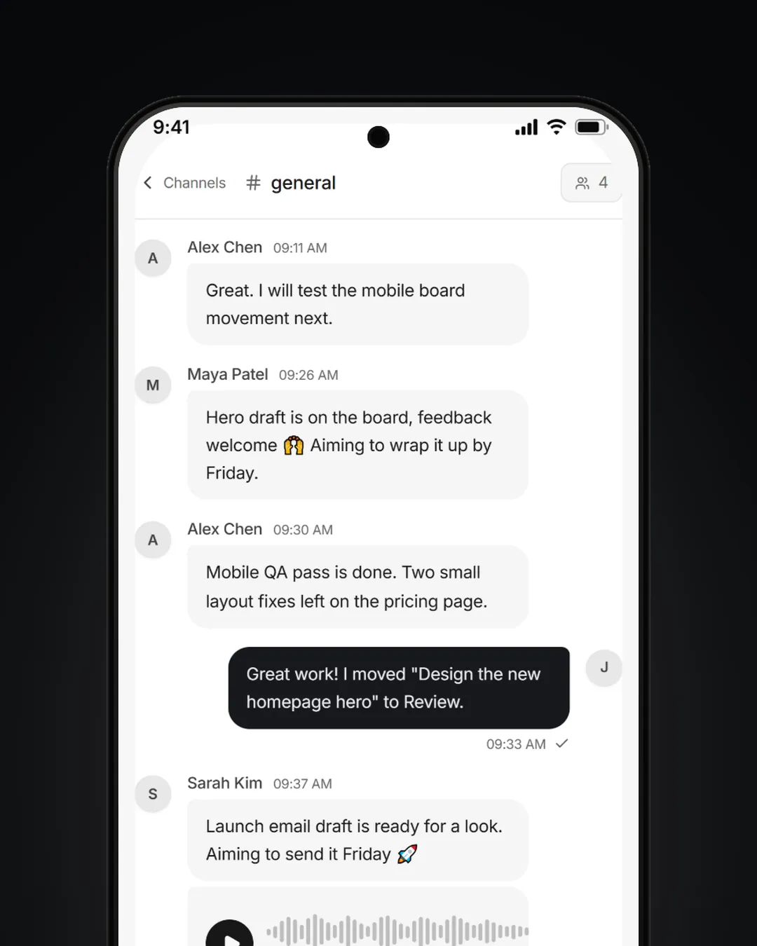 Team chat on Android