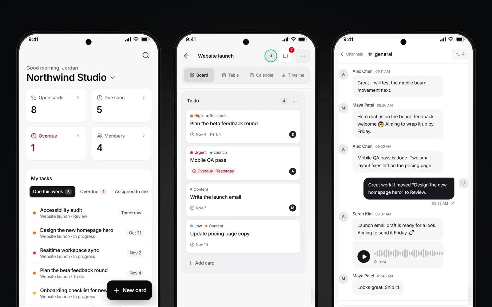 Glidely for Android: Home, a board and team chat